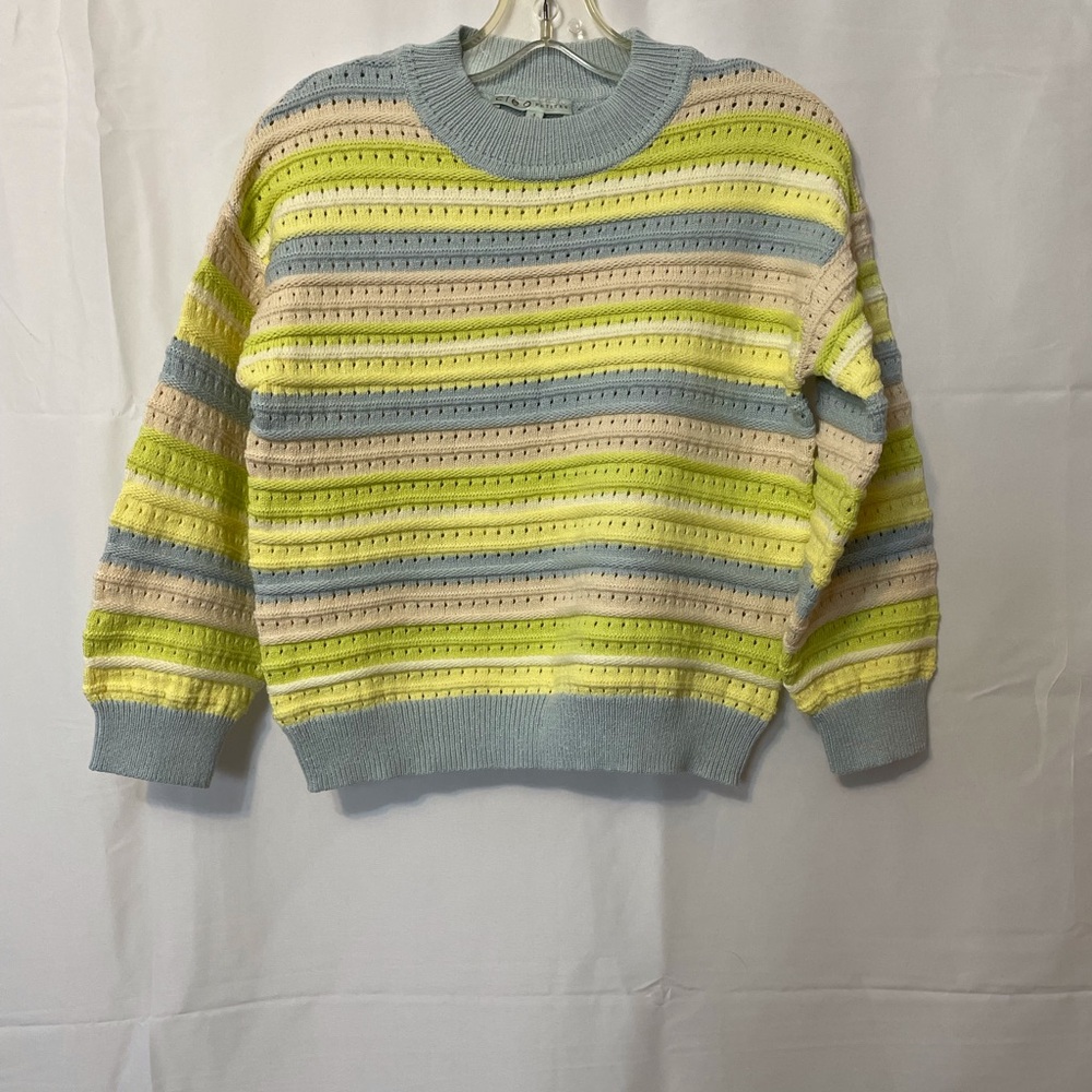 Cleo Crew Neck Sweater Yellow and Blue Women’s Small